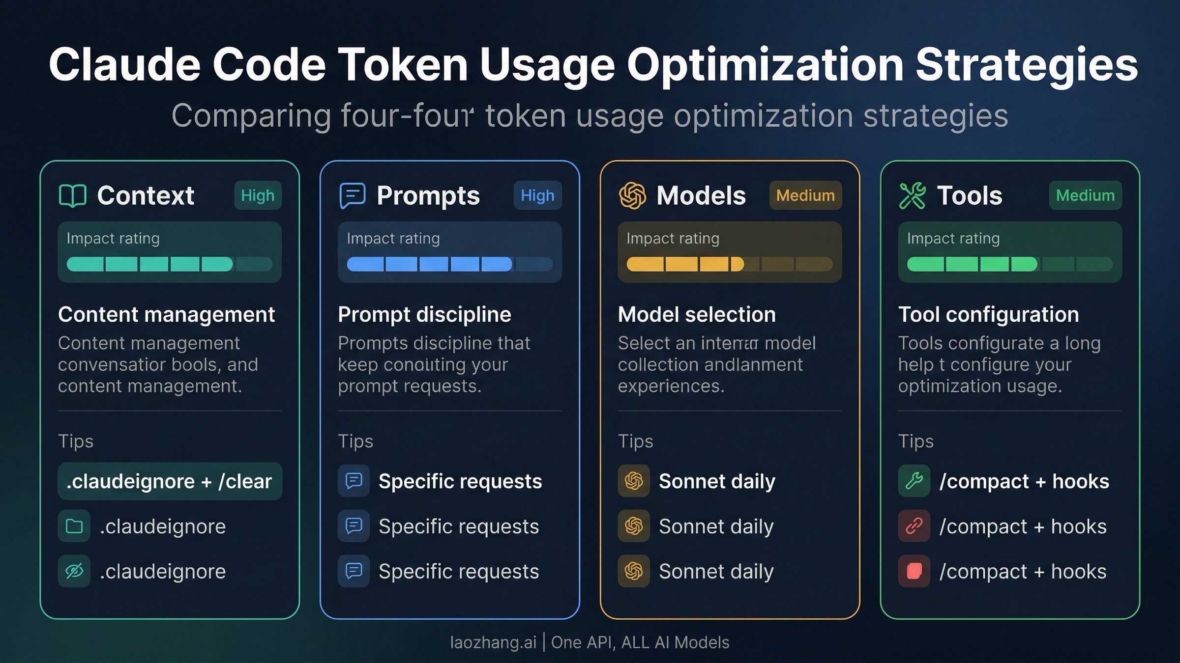 Четыре категории стратегий оптимизации токенов Claude Code с рейтингами относительного воздействия