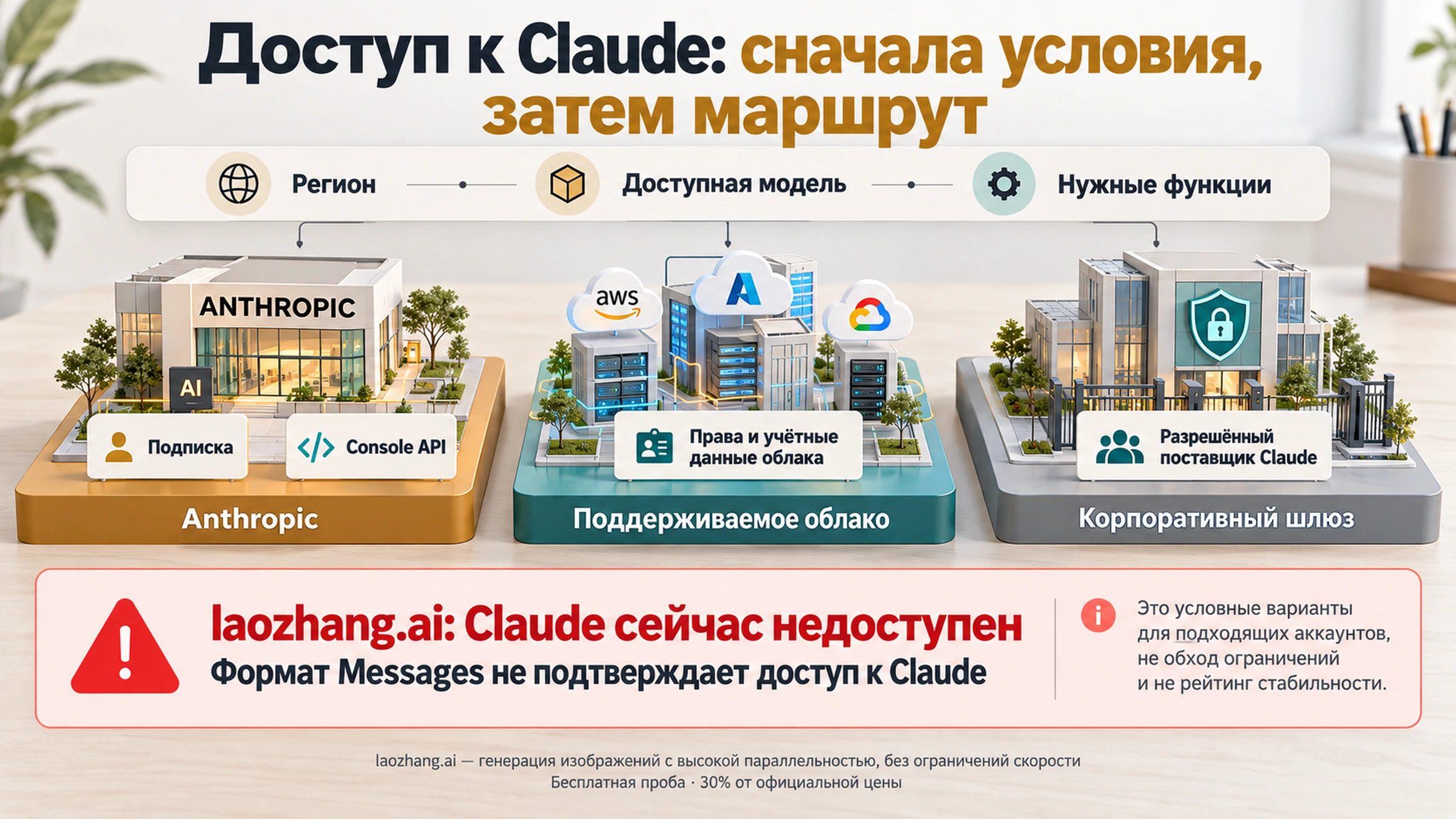 Иллюстрация вариантов доступа к Claude через Anthropic, облако и шлюзы