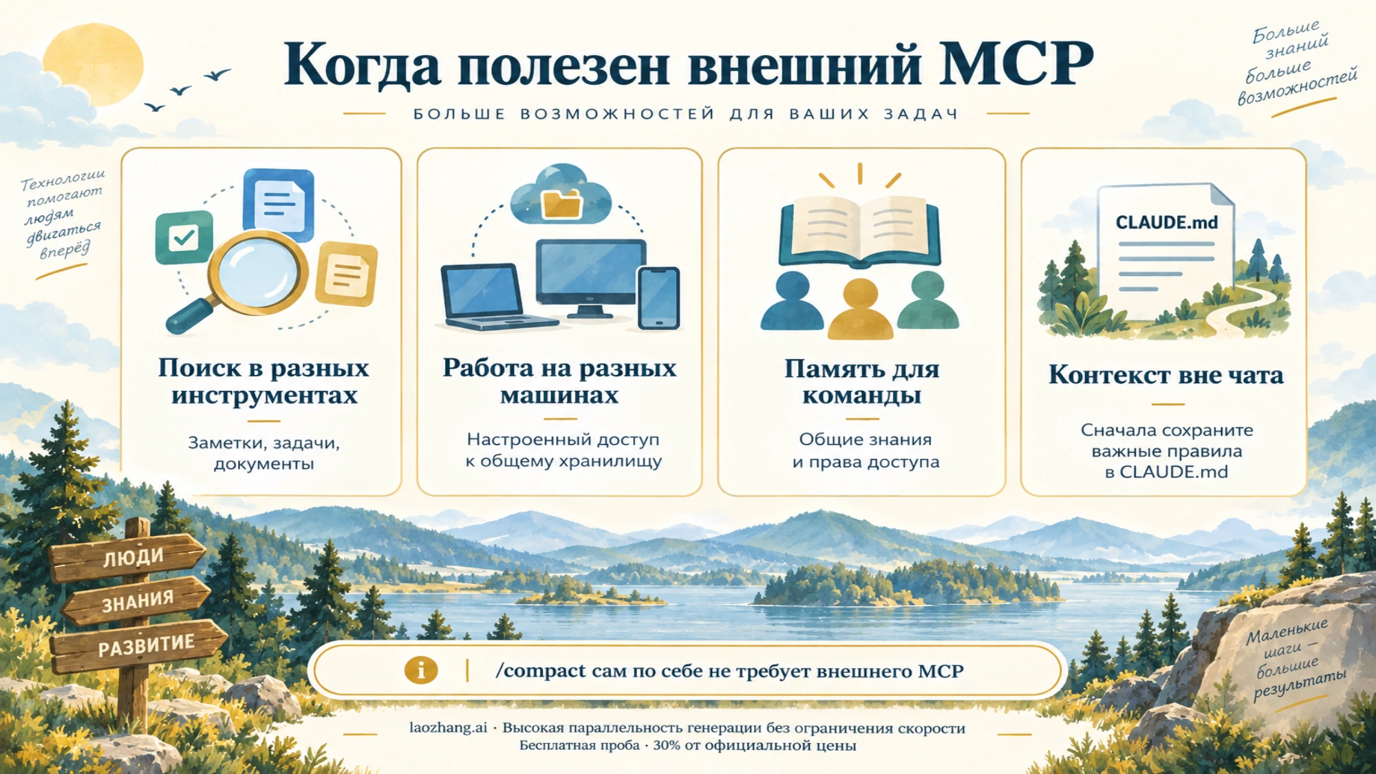 Сценарии внешнего MCP и сохранение важных правил в CLAUDE.md