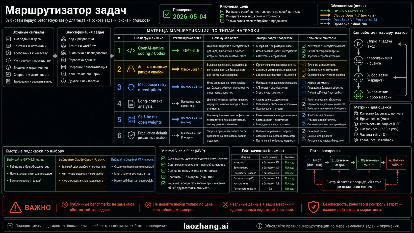 Codex-direct маршрутизатор задач для OpenAI-native coding, agent workflows, cost pilots, long-context analysis и production defaults