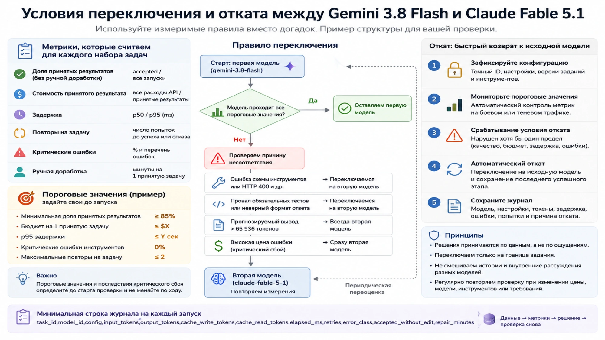Условия переключения с Gemini 3.8 Flash на Claude Fable 5.1 и безопасного отката