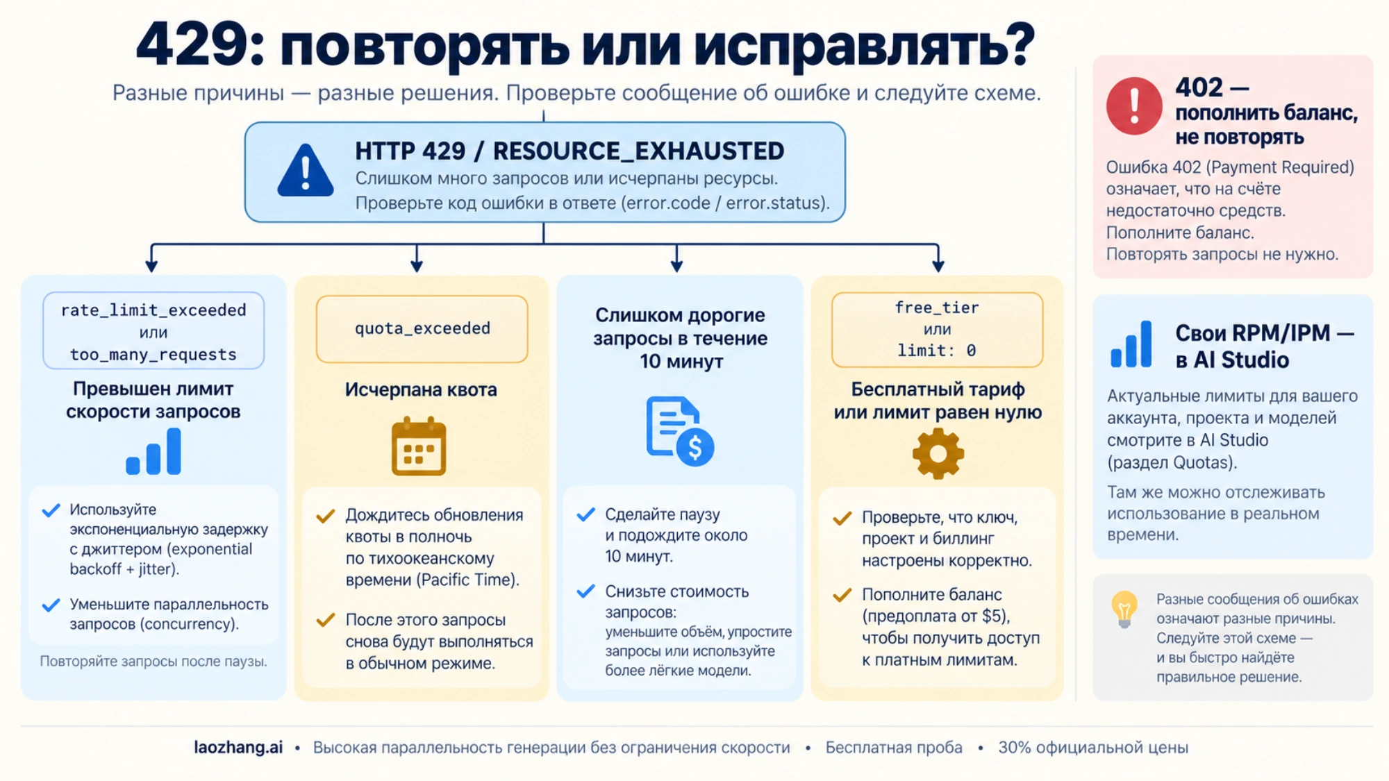 Диагностика 429 по коду и условиям: когда повторить, ждать сброса или проверить оплату