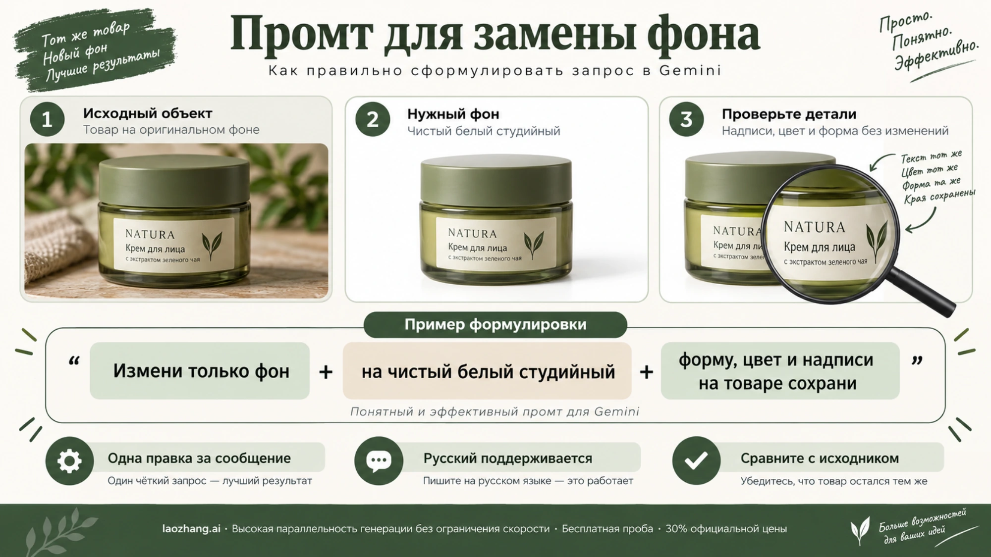 Структура русского промта: новый фон, сохранение товара и проверка деталей