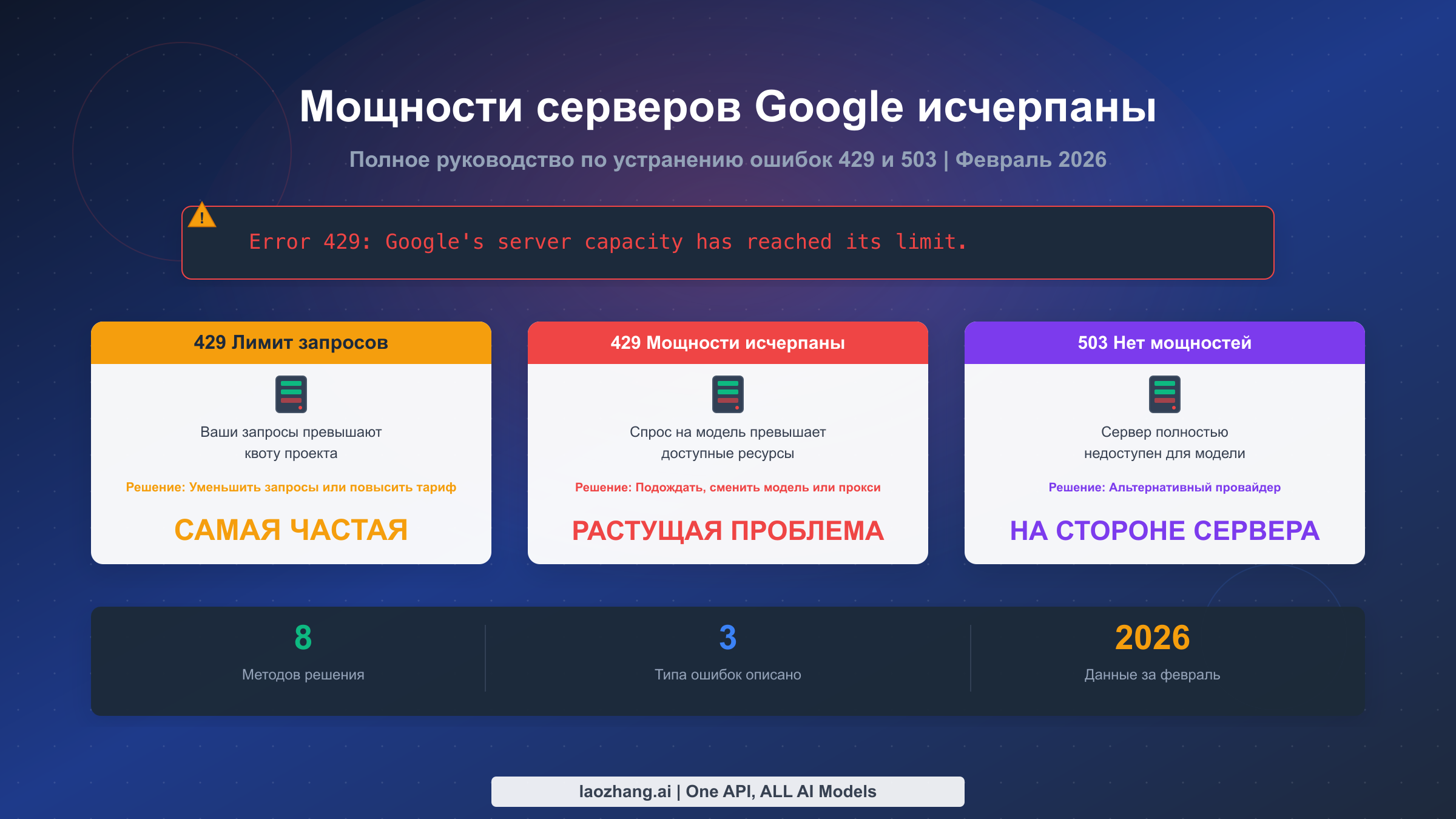 Серверные мощности Google исчерпаны: полное руководство по устранению всех типов ошибок (2026)