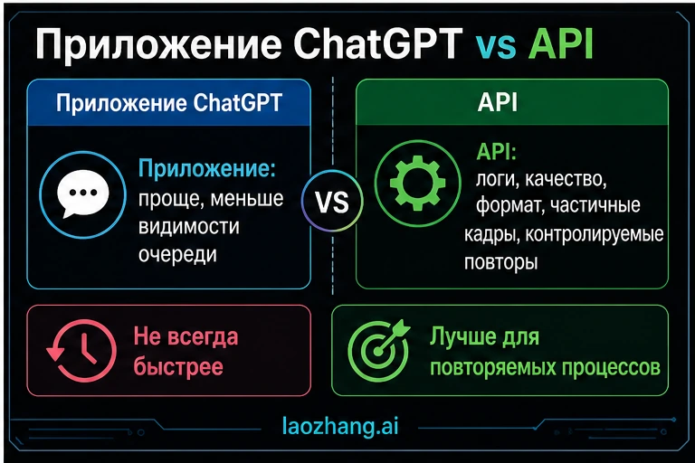 Сравнение приложения ChatGPT и API