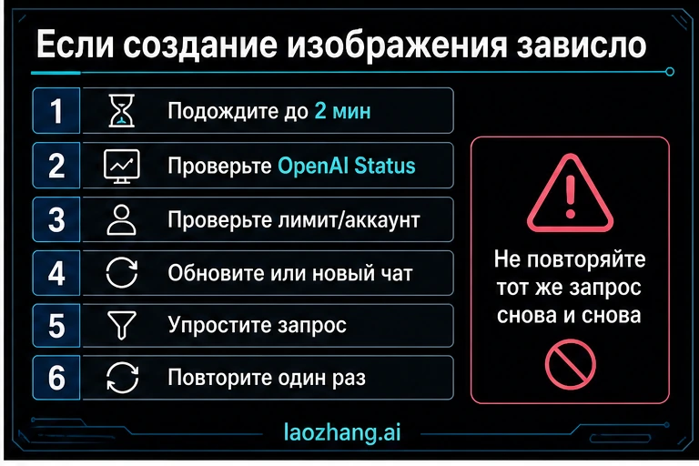 Процесс диагностики зависшего создания изображения ChatGPT