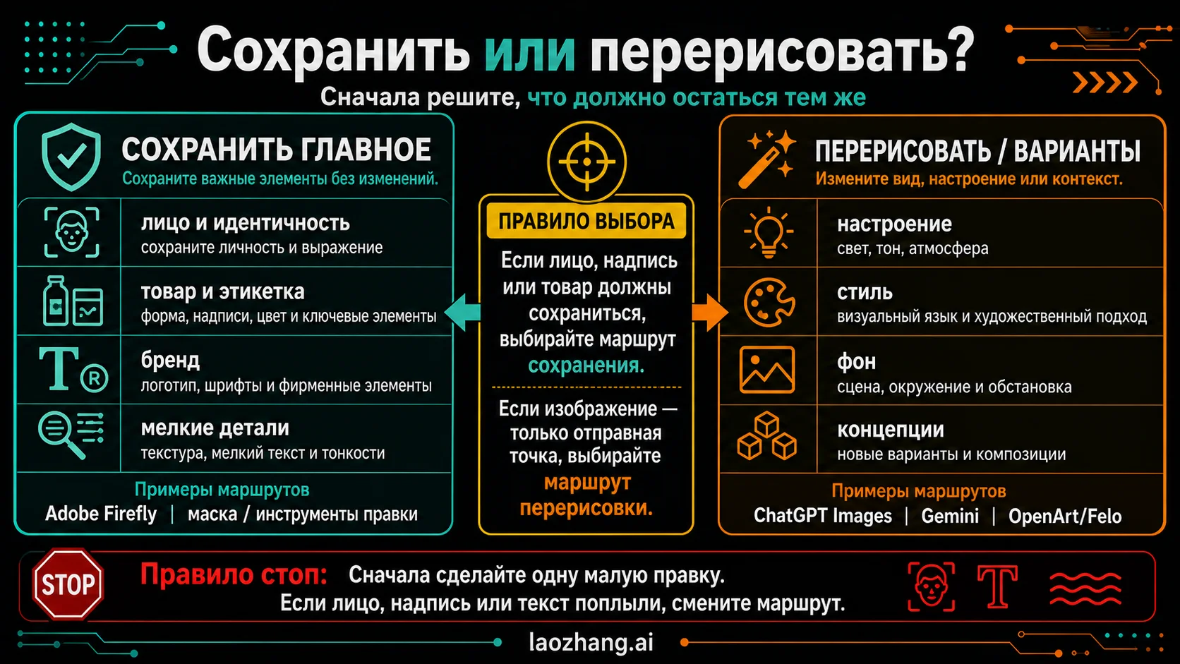 Выбор между preserve-first и restyle для AI-редактирования изображений