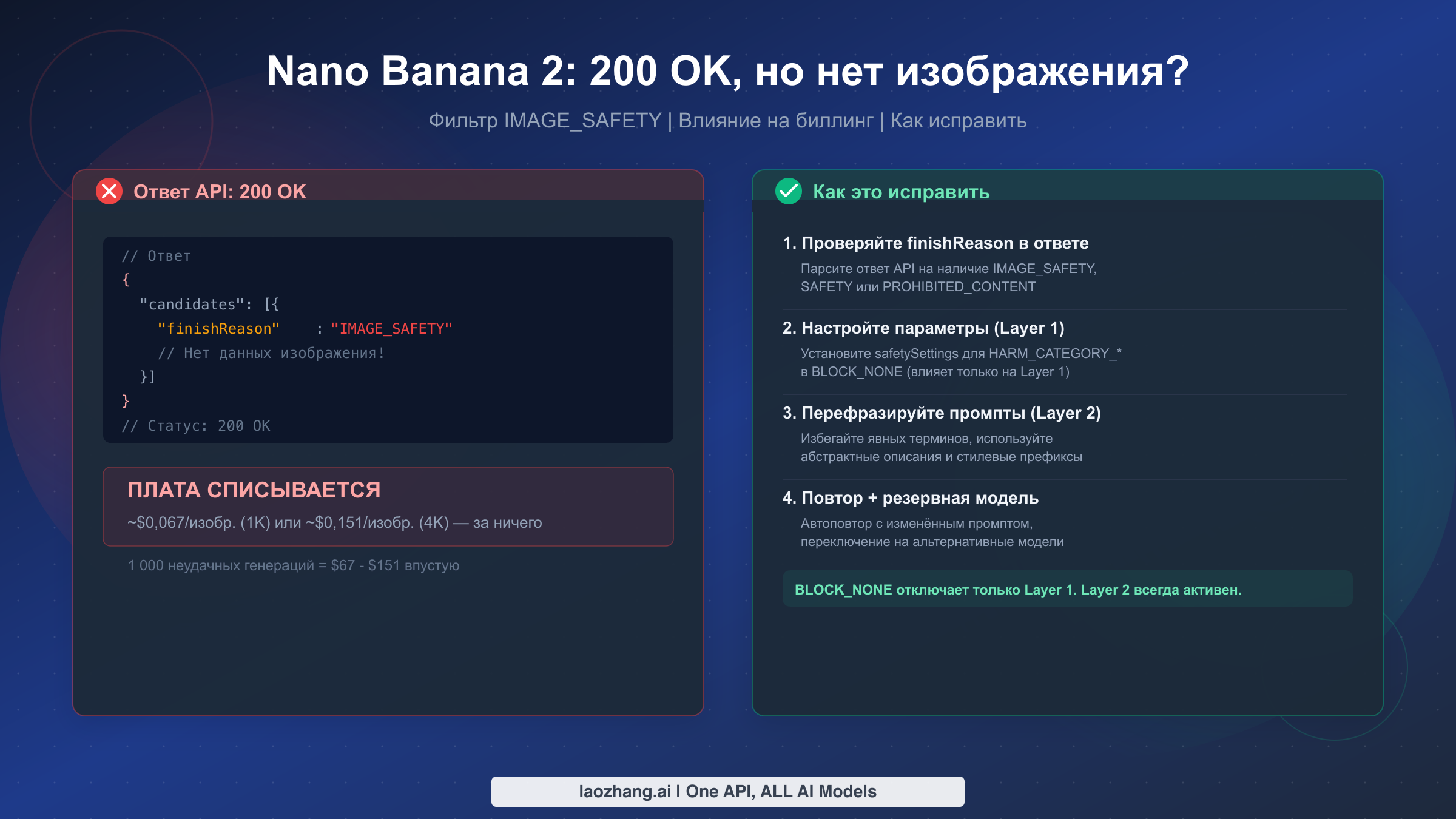 Nano Banana 2 возвращает 200 OK без изображения — причины и решения (2026)