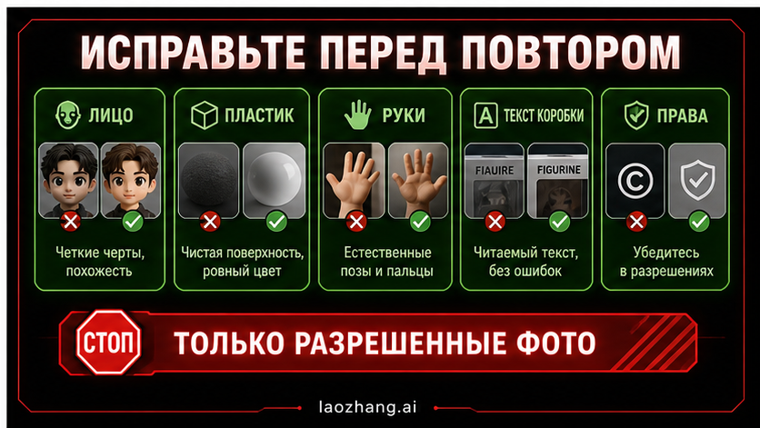 Доска исправлений: лицо, материал, руки, текст коробки и проверка прав