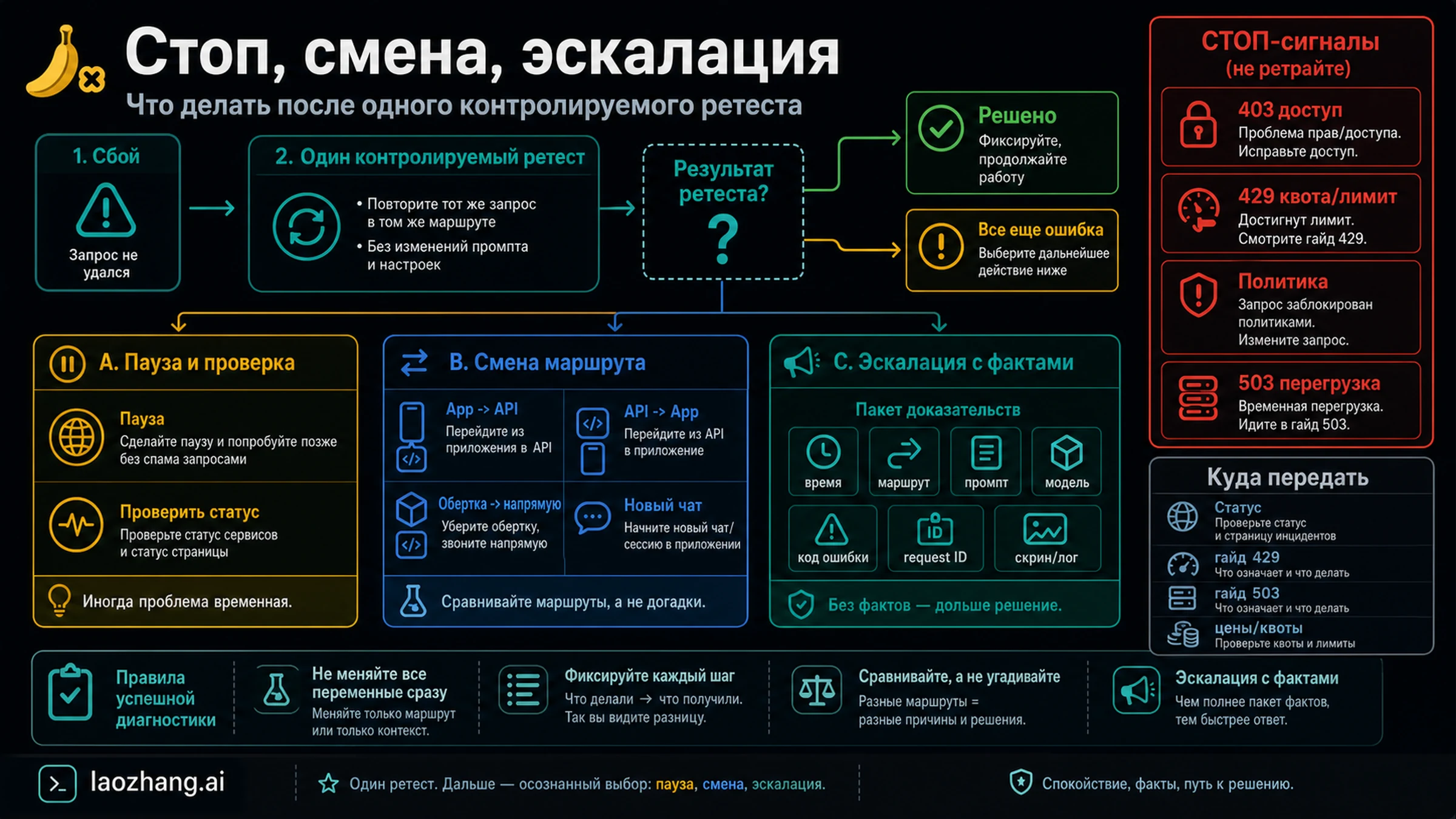 Evidence pack и stop rules для Nano Banana failures