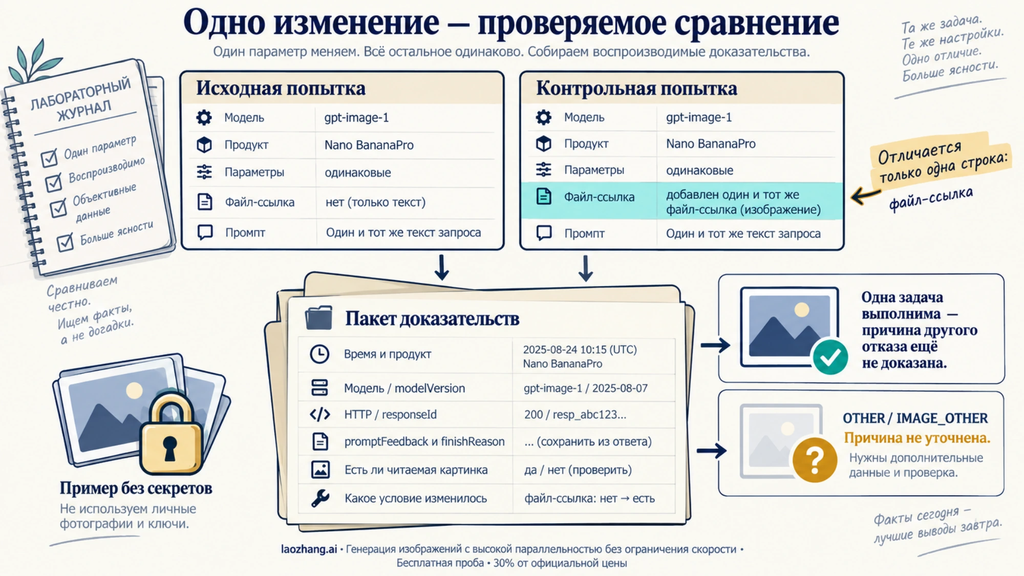 Сравнение одной изменённой переменной и пакет обезличенной обратной связи без вывода о причине отказа только по успешному контролю