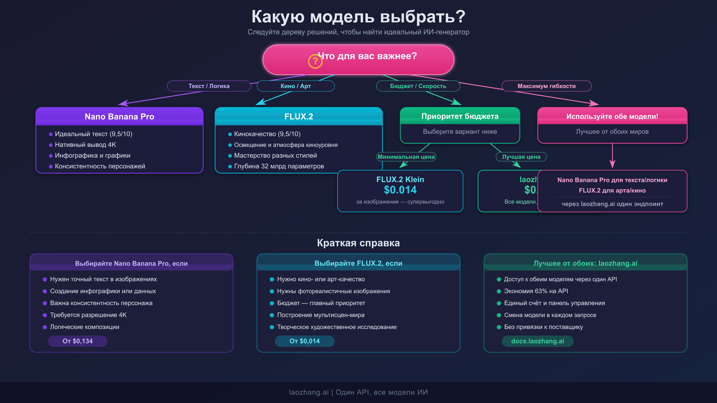 Блок-схема принятия решений: какую модель генерации изображений ИИ выбрать на основе приоритетов проекта