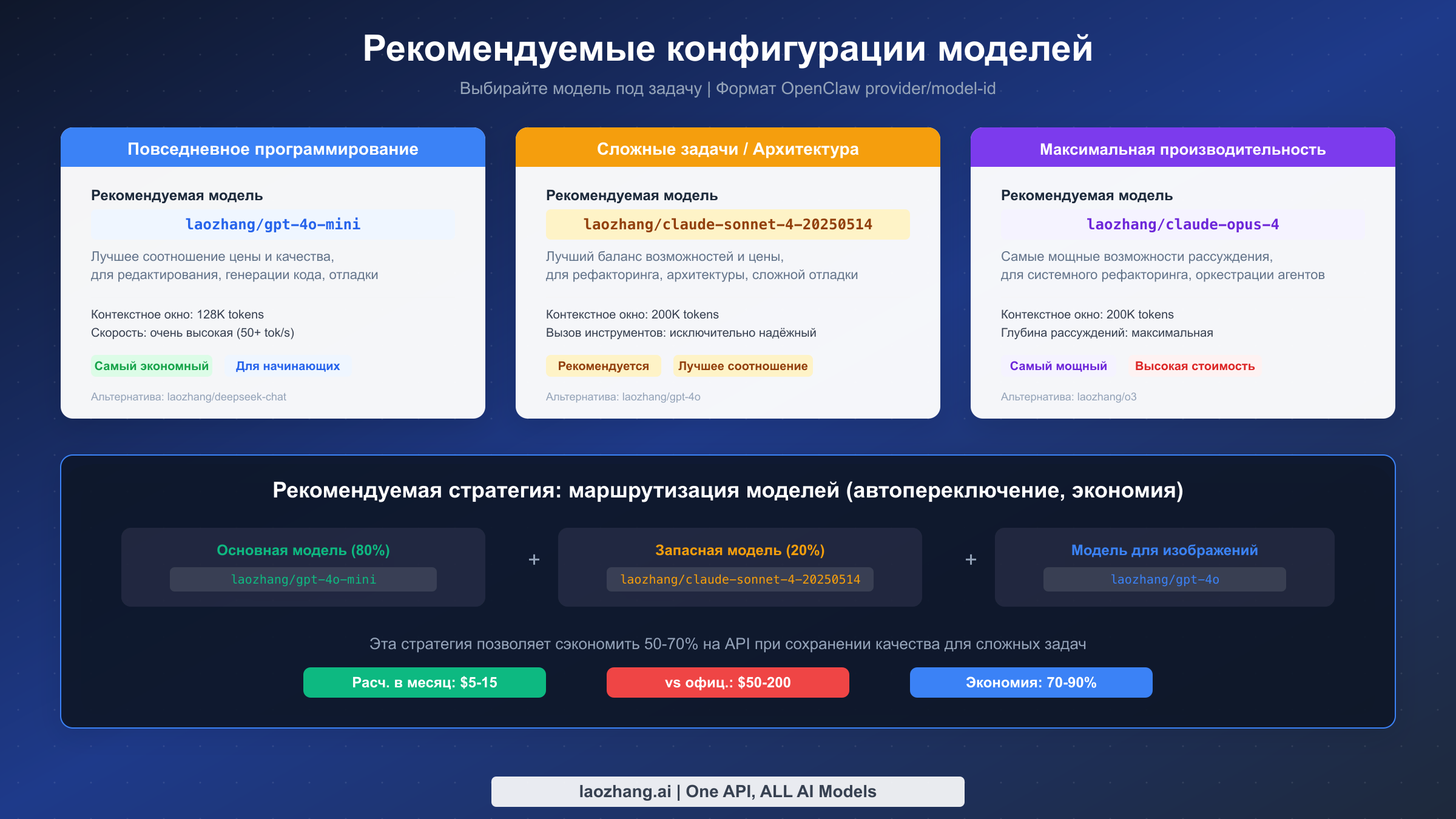 Сравнение рекомендуемых конфигураций моделей laozhang.ai