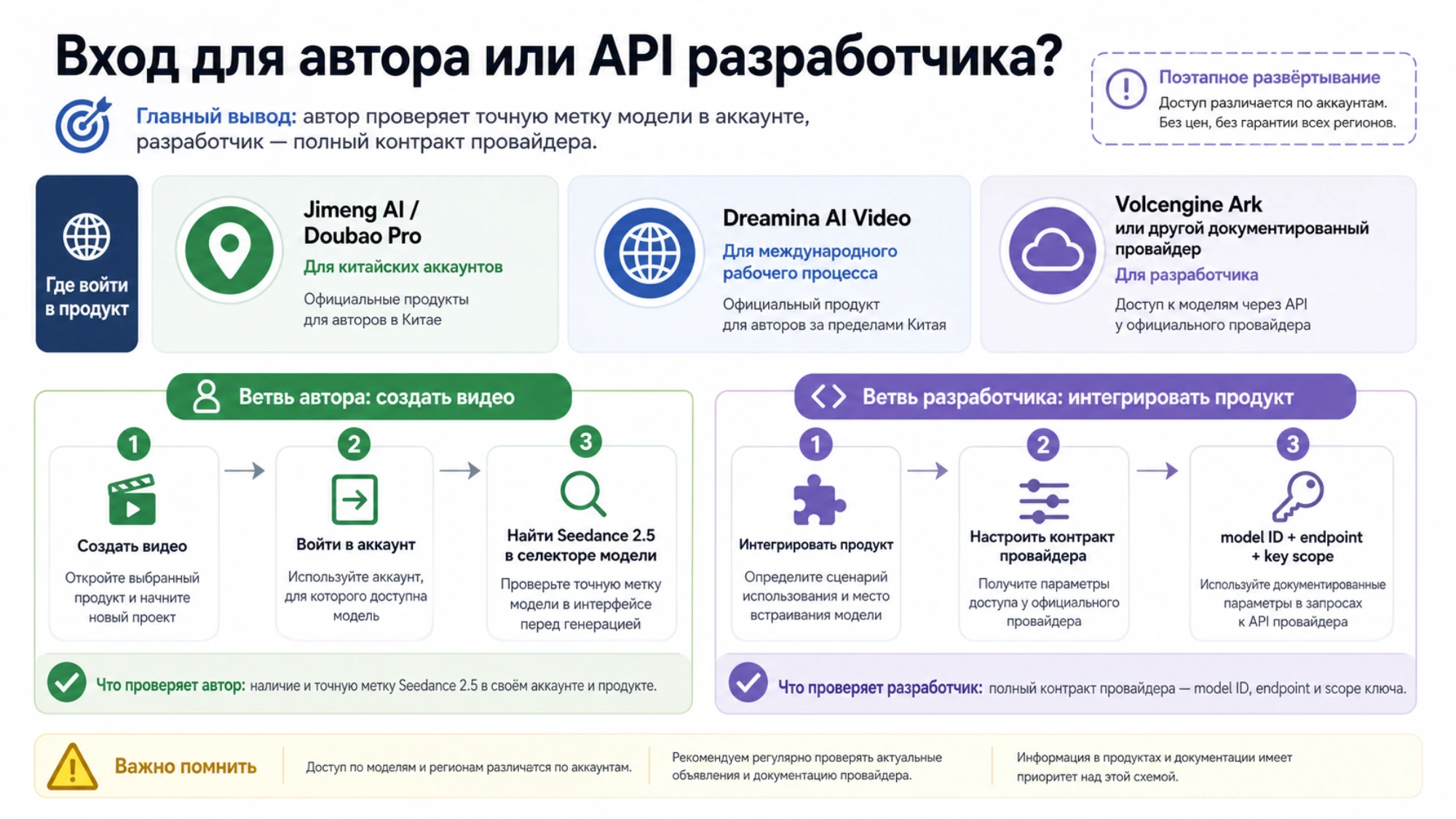 Схема выбора между пользовательским интерфейсом Seedance 2.5 и маршрутом для разработчика