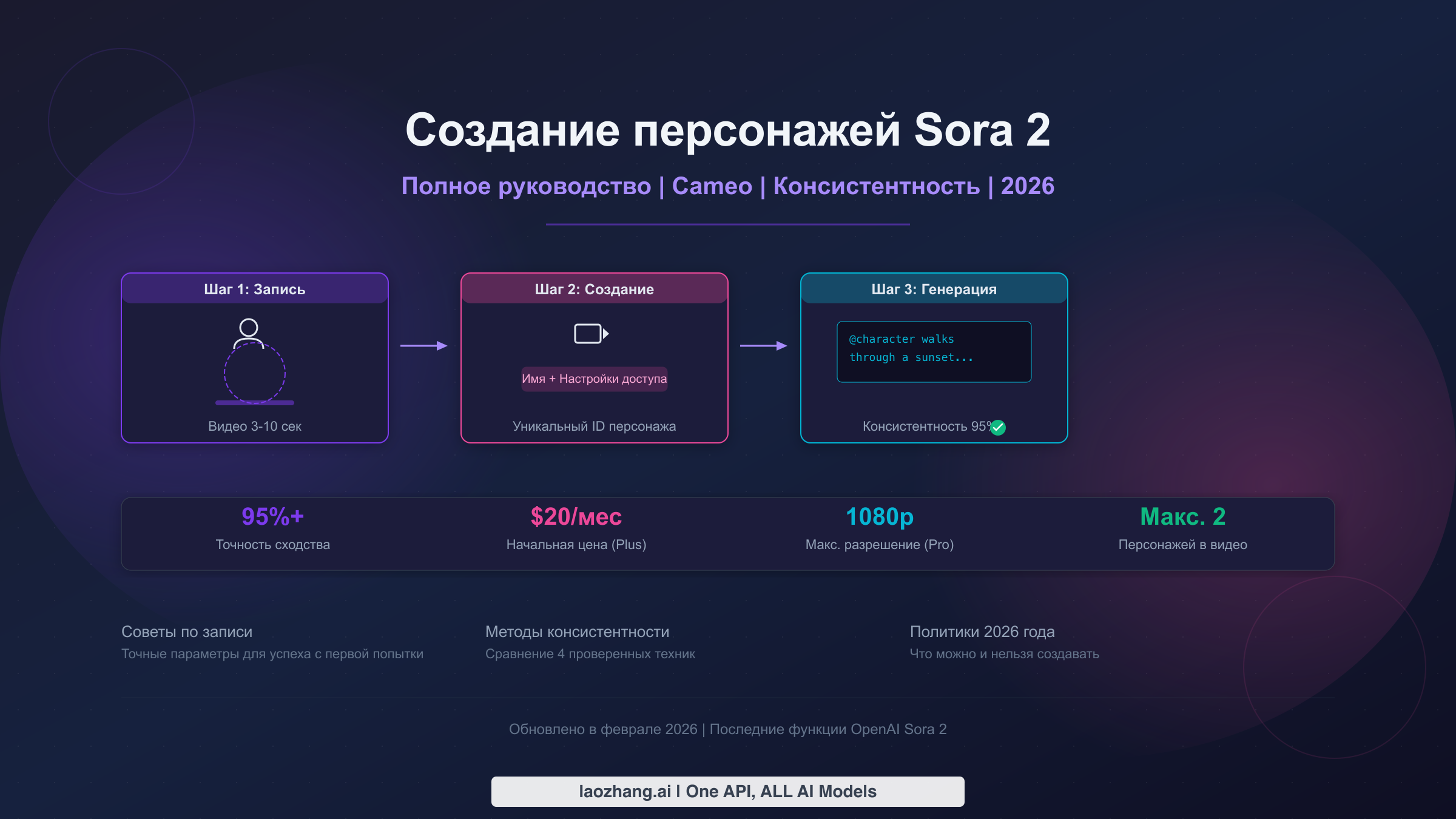 Как создавать персонажей в Sora 2: полное руководство по Cameo, консистентности и продвинутым техникам (2026)