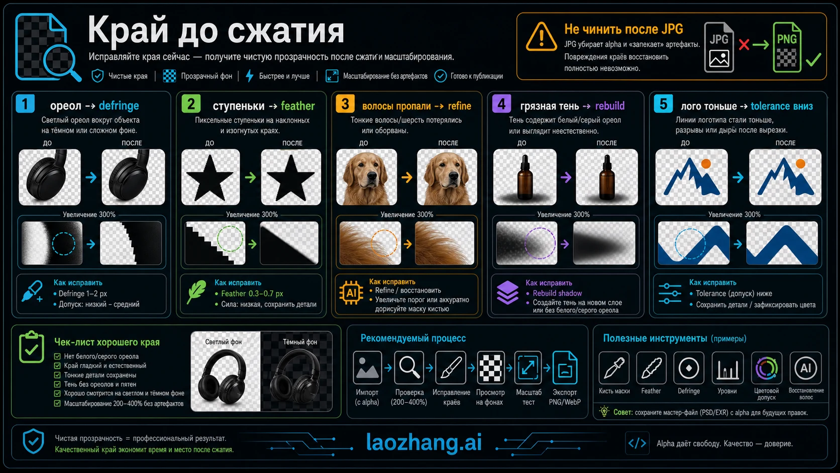 Ремонт края прозрачного PNG