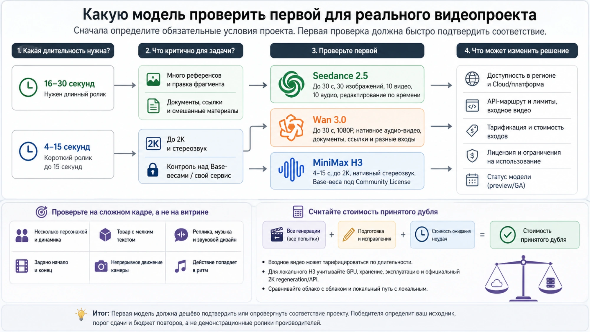 Честная проверка трёх видеомоделей на одном брифе и сложном кадре