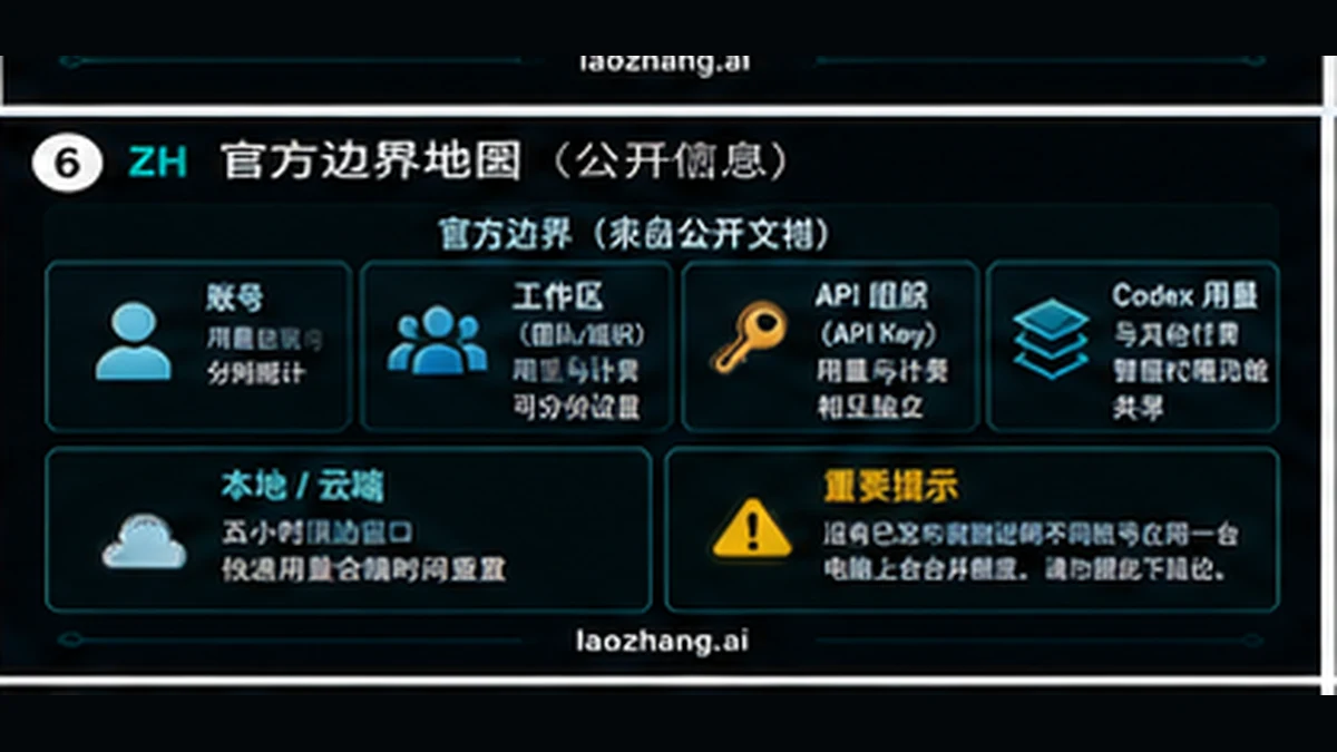 Codex 官方边界图：账号、工作区、API 组织与功能共享