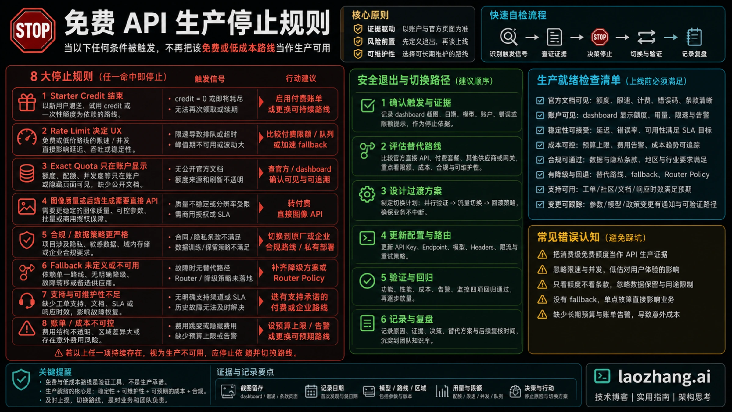 免费 API 生产停止规则