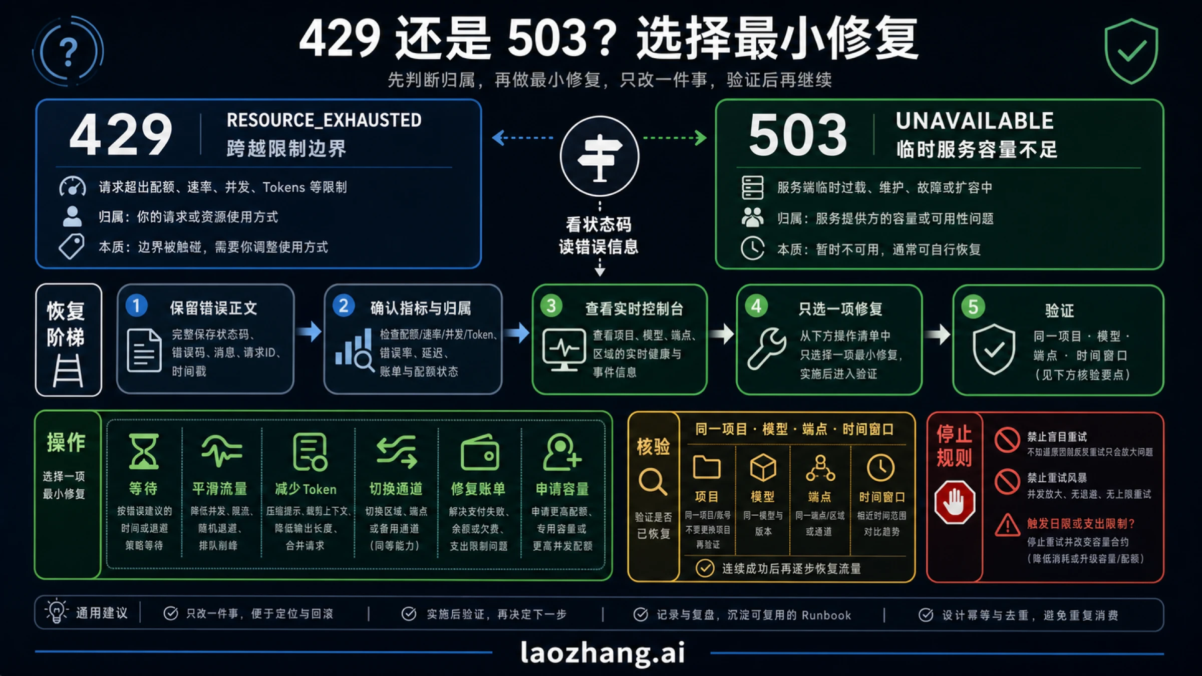 Gemini 429 与 503 分流、退避、削峰、换通道和扩容阶梯