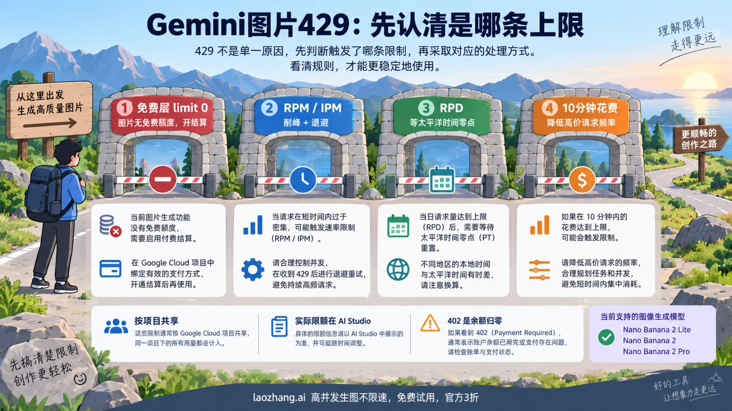 Gemini图片429的免费层、每分钟、每日和花费限制排查入口