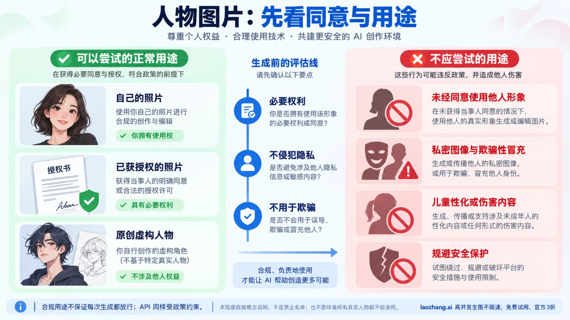 人物图片正常用途与同意、隐私和欺骗相关的政策边界