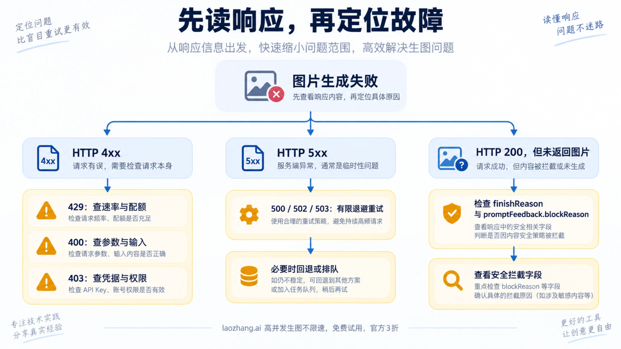 从 HTTP 状态和响应字段定位 Nano Banana Pro 图片生成故障的流程