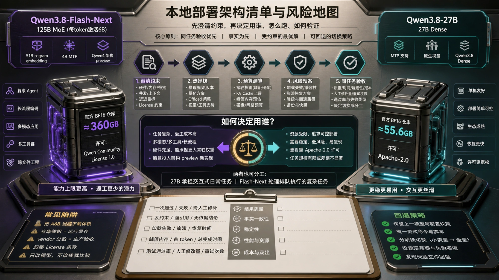 Qwen3.8 Flash-Next 与 27B 的本地部署架构清单、风险地图和可回退选择
