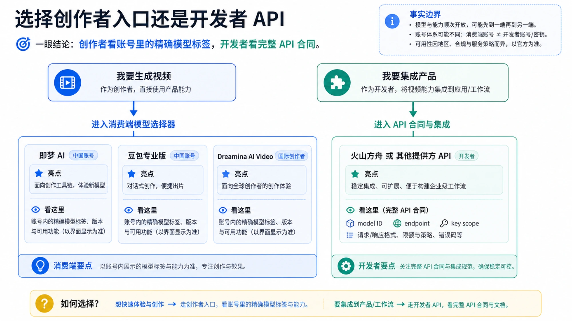 Seedance 2.5 创作者与开发者入口决策图