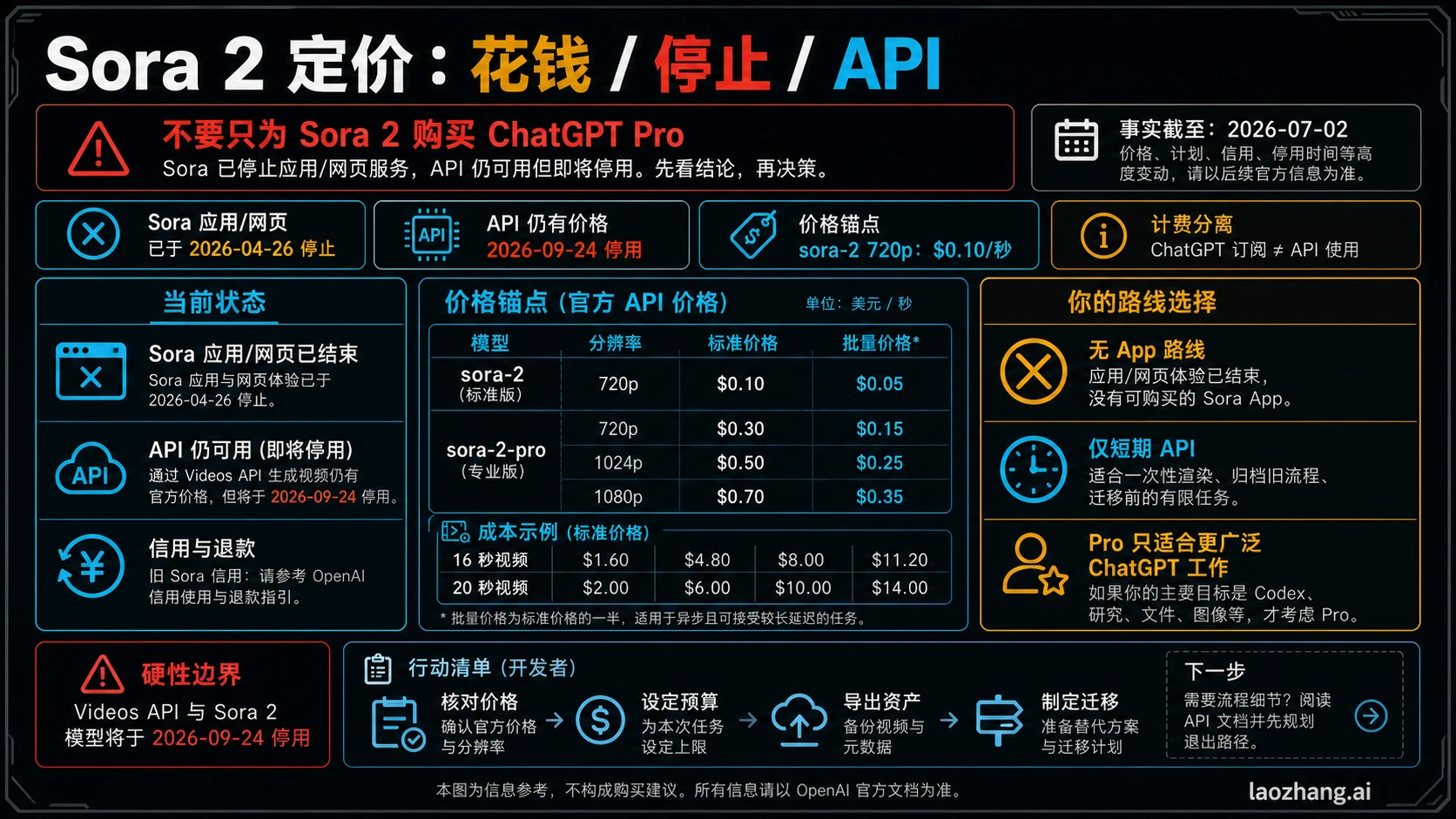 Sora 2 定价 2026:API 成本、套餐边界,以及 ChatGPT Pro 还值不值得买