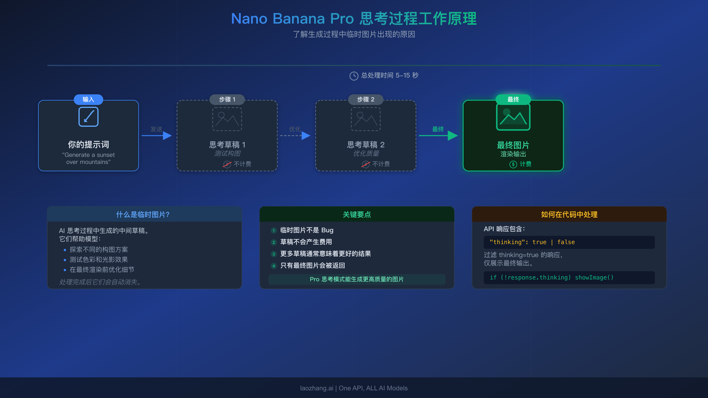 图示展示 Nano Banana Pro 思考过程如何在最终输出前生成临时图片
