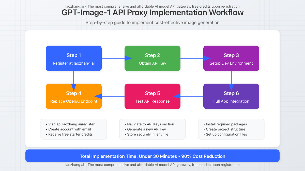 Step-by-step workflow diagram for implementing API proxy service