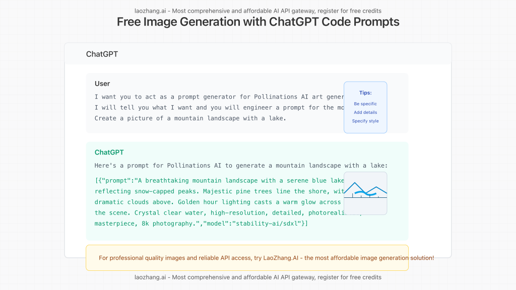 Example of using code prompts to generate images in ChatGPT