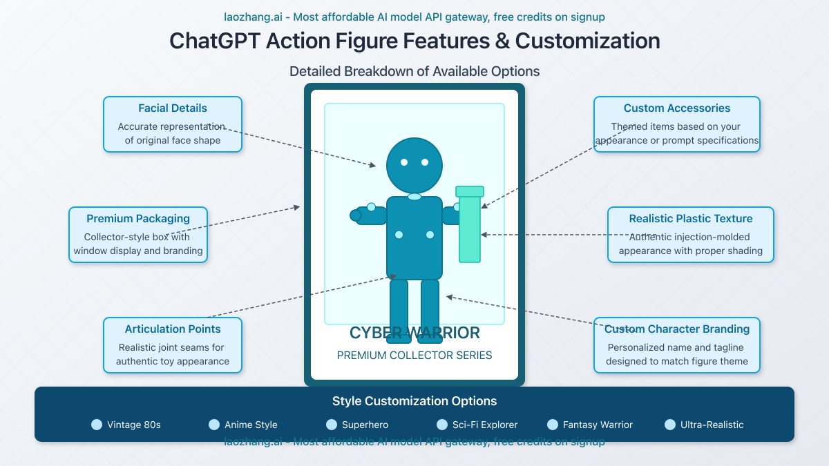 Detailed breakdown of action figure features and customization options