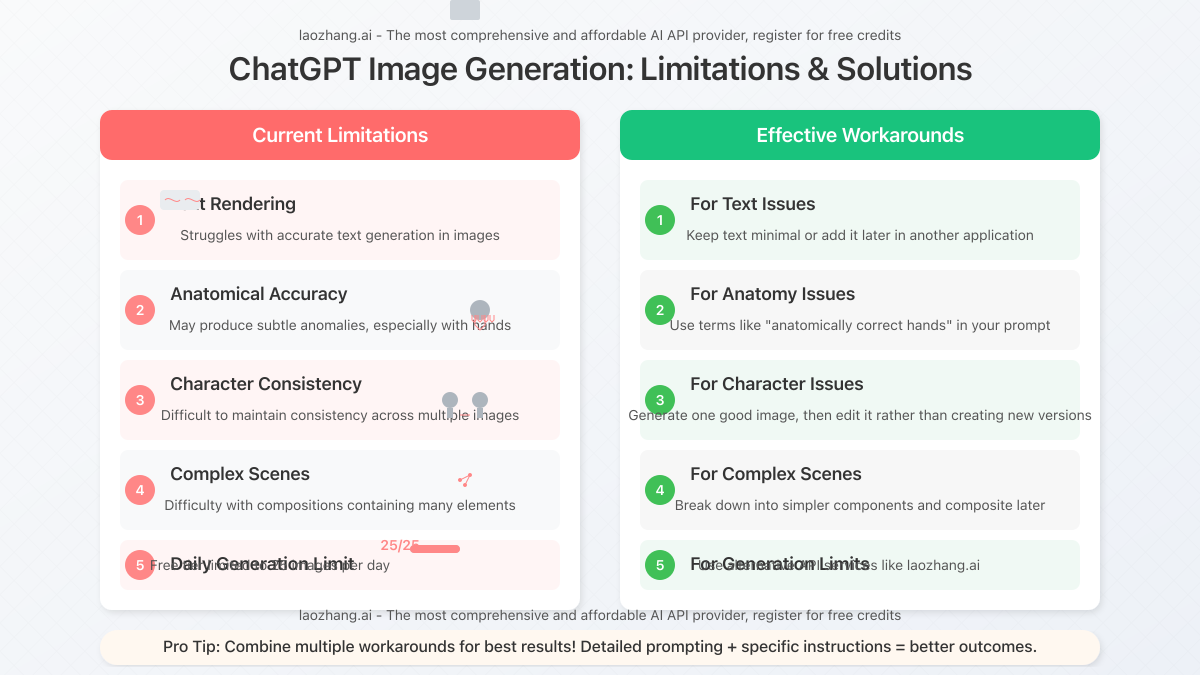 Visual representation of common limitations and solutions