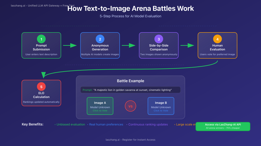 Step-by-step workflow showing how arena battles work