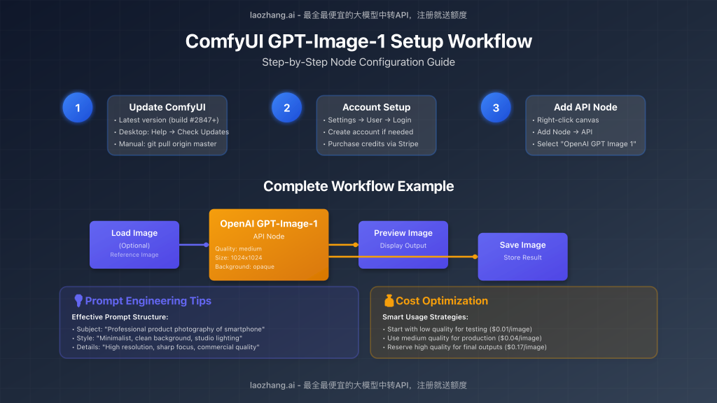 Step-by-step ComfyUI GPT-Image-1 node setup workflow