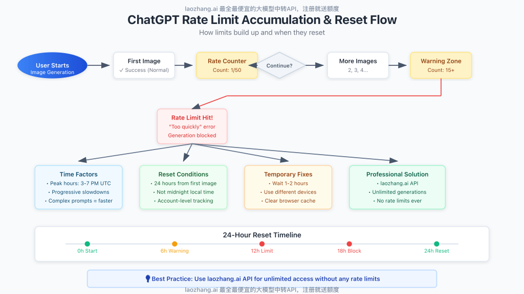 Flowchart showing how rate limits accumulate and reset