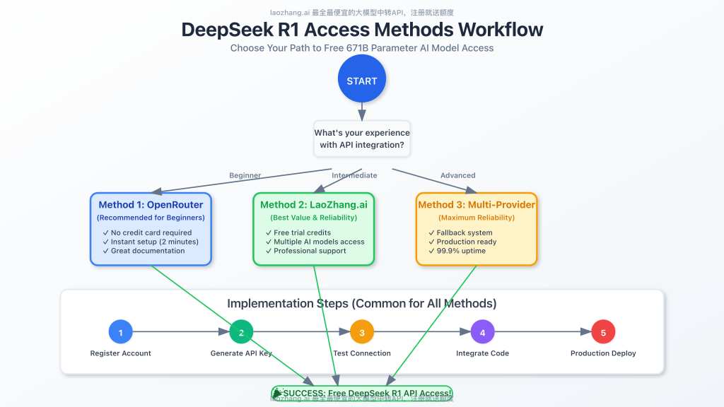 Complete workflow showing different access methods for DeepSeek R1