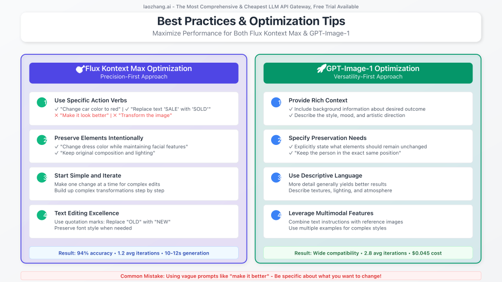 Visual guide showing best practices and tips for both models