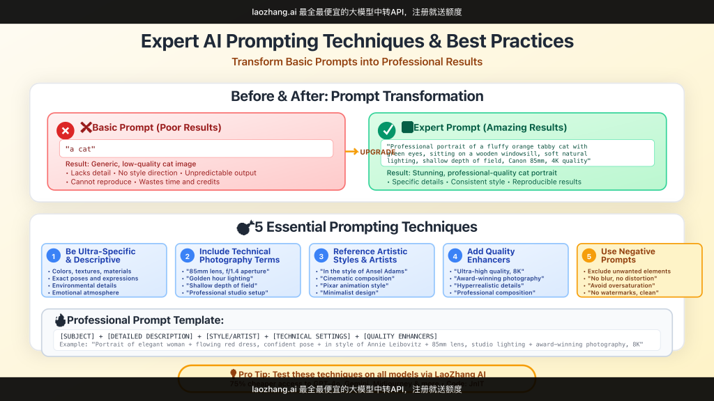 Visual guide showing prompt engineering best practices and common mistakes