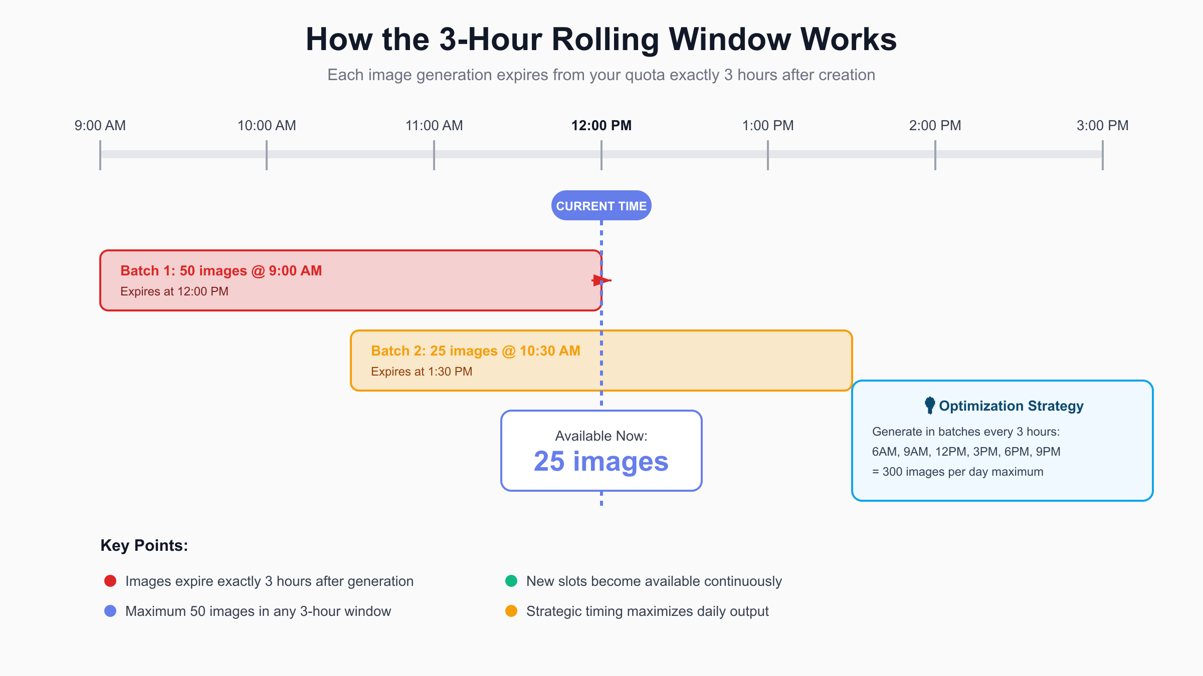 ChatGPT Plus 3-Hour Rolling Window Mechanism - Visual Timeline Explanation